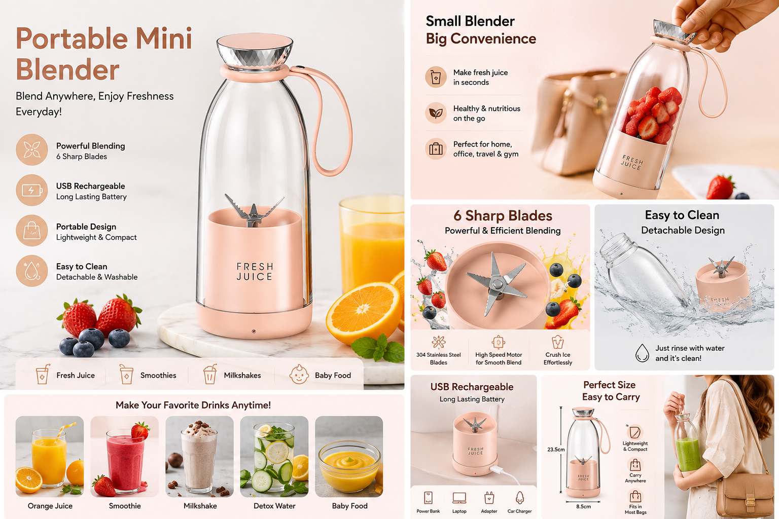 Portable Mini Blender for Fresh Juice